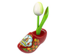 Kleine tulp in een klompje- 8 cm - rood