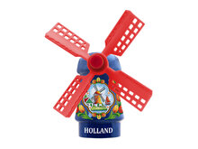 Kleine molen magneet - 5 cm - blauw - molen 5 - Holland
