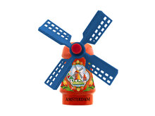 Kleine molen magneet - 5 cm - oranje - Amsterdam