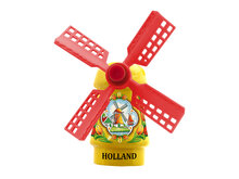 Kleine molen magneet - 5 cm - geel - molen 5 - Holland