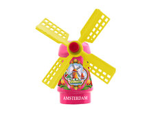 Kleine molen magneet - roze - 5 cm - Amsterdam