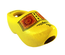 Zakdoekklompje - 8 cm - geel - bruine bies