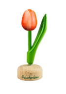 Kleine tulp op voet - 8 cm - oranje wit - Amsterdam