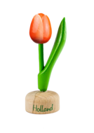 Kleine tulp op voet - 8 cm - oranje wit - Holland