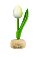 Kleine tulp op voet - 8 cm - wit groen - Amsterdam