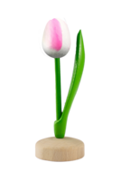 Grote tulp op voet - 20 cm - wit roze