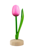 Grote tulp op voet - 20 cm - roze wit