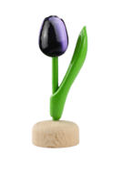 Kleine tulp op voet - 8 cm - aubergine wit